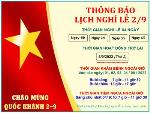 THÔNG BÁO NGHỈ LỄ 2/9 NĂM 2022